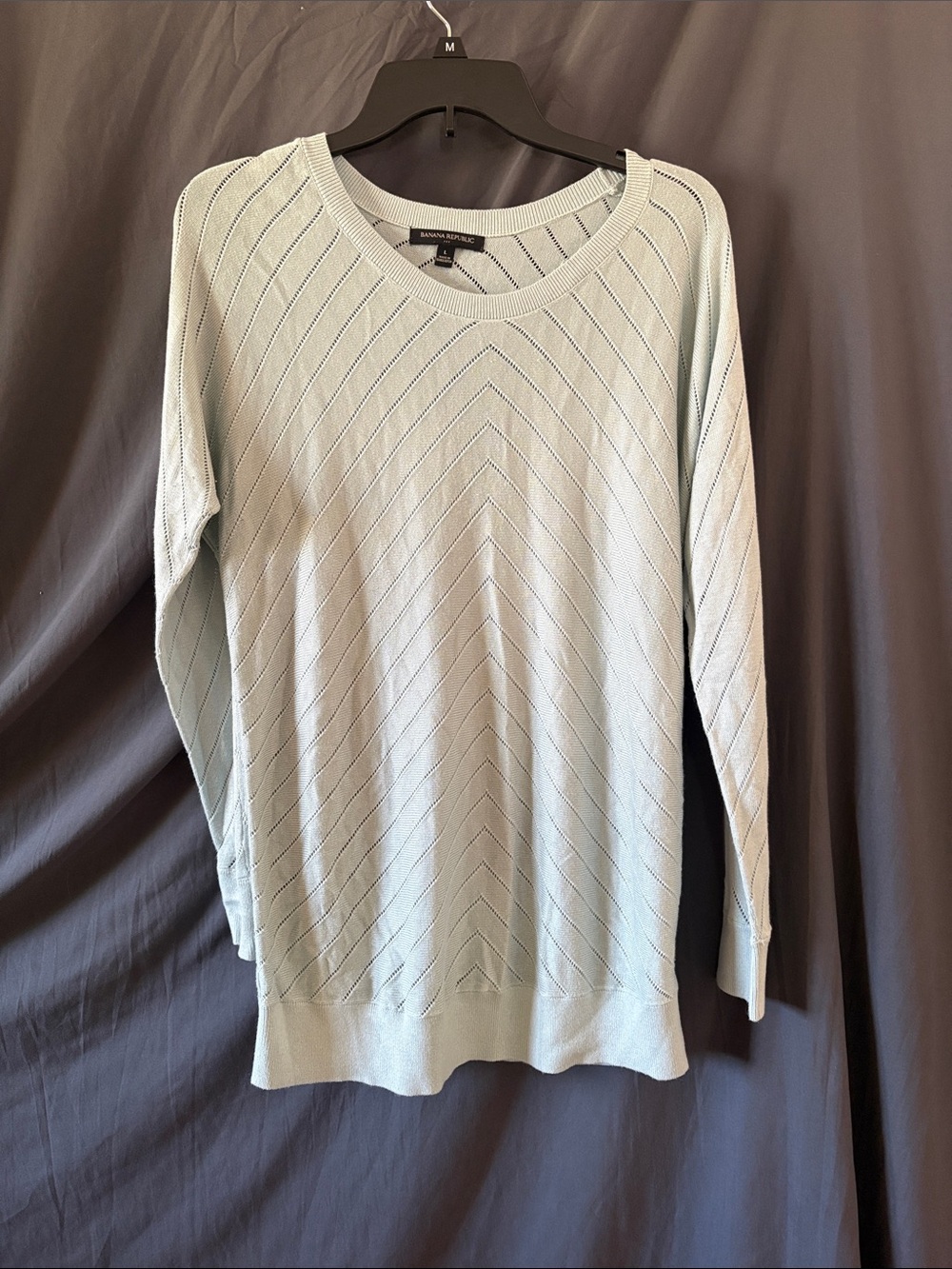 Banana Republic Pale Mint Chevron-Textured Crewneck Sweater